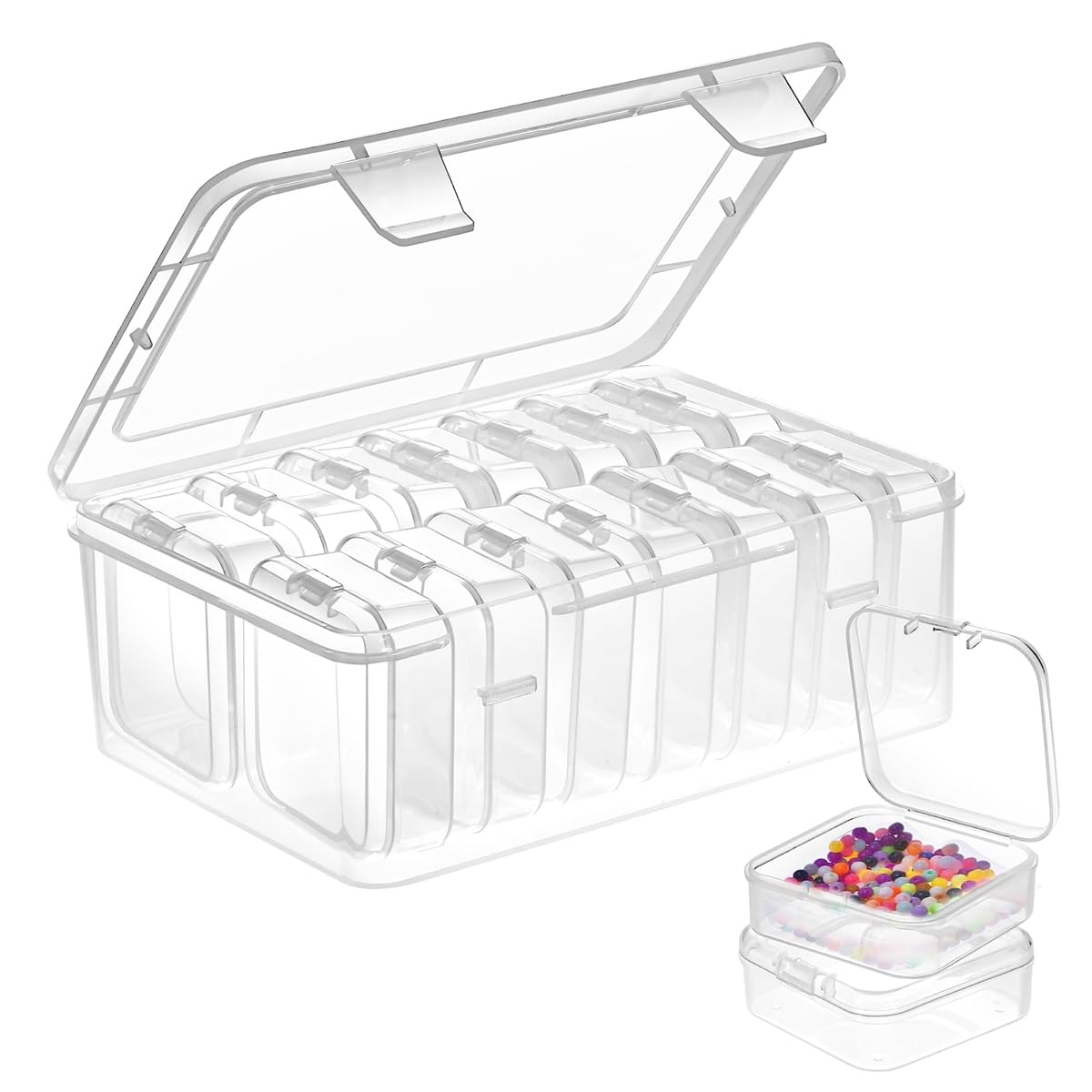 HASTHIP Transparent Jewelry Organizer Box Set of 15Pcs PlasticOrganizer for Earrings, Ear Studs, Rings, Necklace, Accessories, Multi Purpose Storage Case for DIY Crafting, Beading, Diamond Painting HASTHIP Transparent Jewelry Organizer Box Set of 15Pcs PlasticOrganizer for Earrings, Ear Studs, Rings, Necklace, Accessories, Multi Purpose Storage Case for DIY Crafting, Beading, Diamond Painting